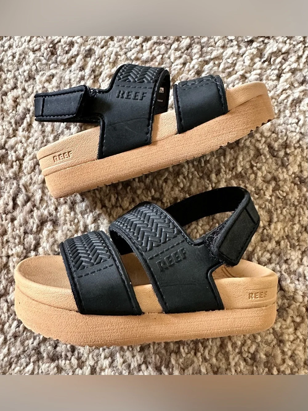 Reef Kids Black and Tan Double-Strap Sandals
